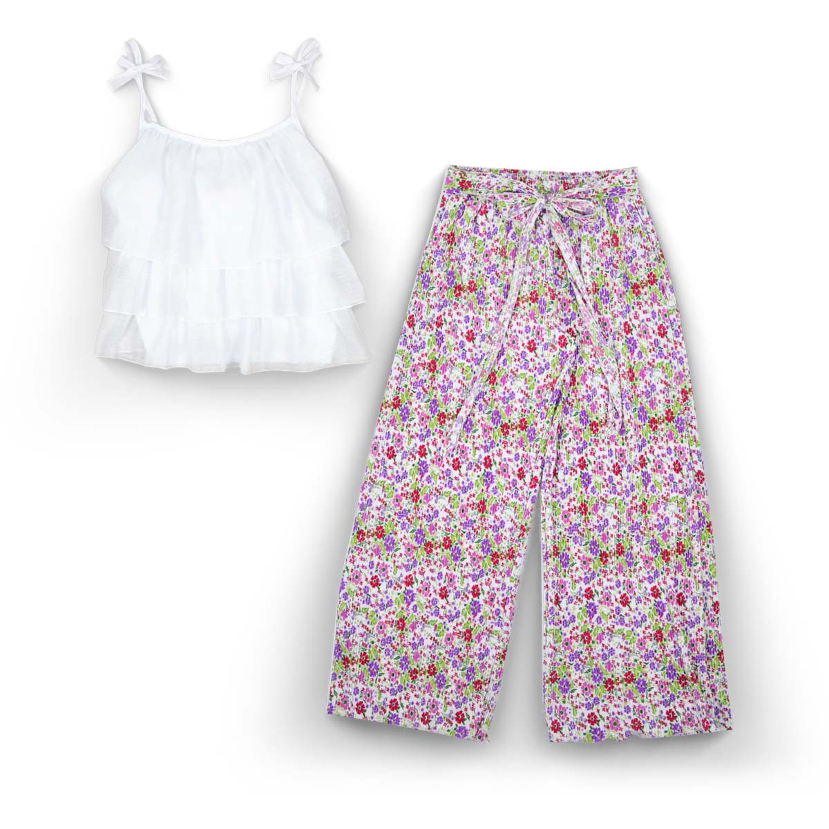 Conjunto blusa pantalón estampado de flores juvenil FLORY COJU0003