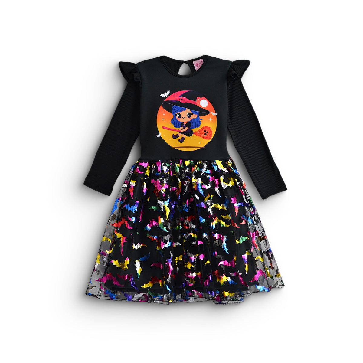 Vestido disfraz de brujita con sombrero Niña Flory VENI0183