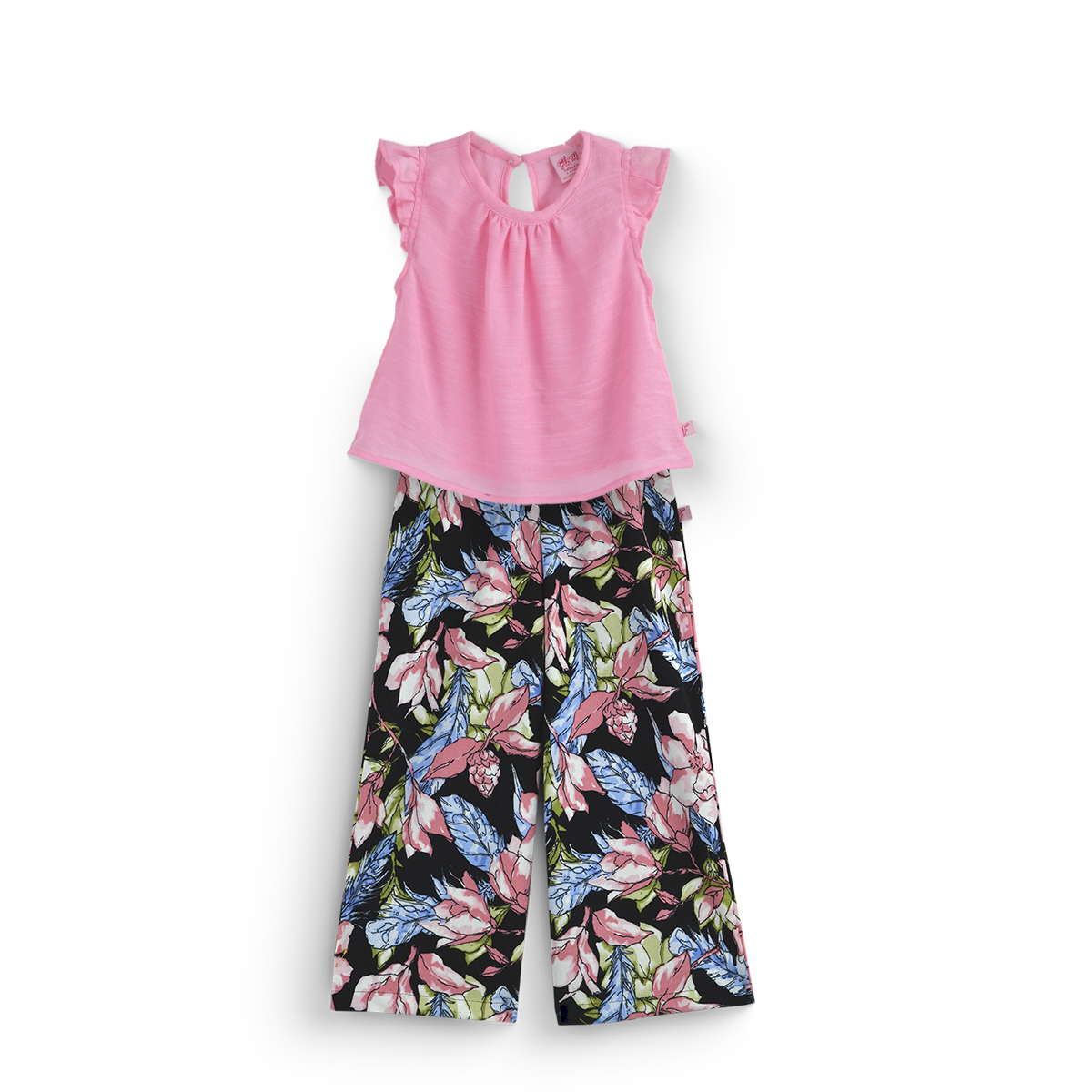 Conjunto de blusa de olanes y pantalón floreado • ARIANA 12 •  tallas ch-m-gr • CONI0044A