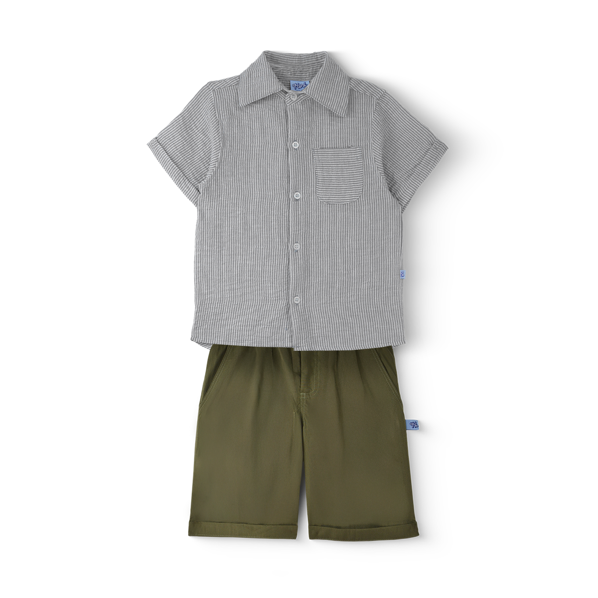 Conjunto a rayas de lino con short niño Heri CONN0005