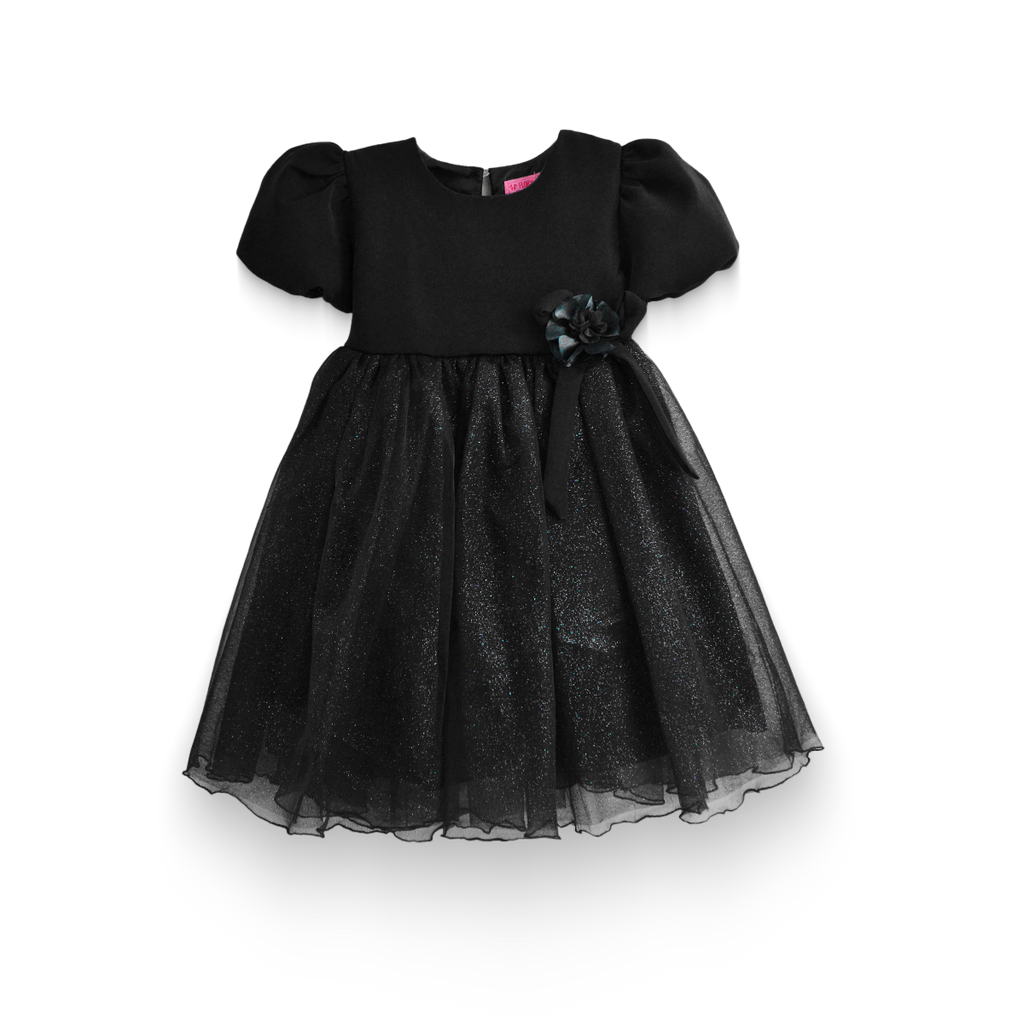 Vestido manga abullonada con flor de satín • BARBIE 9 • tallas 1-2-3 •  VEBB0119
