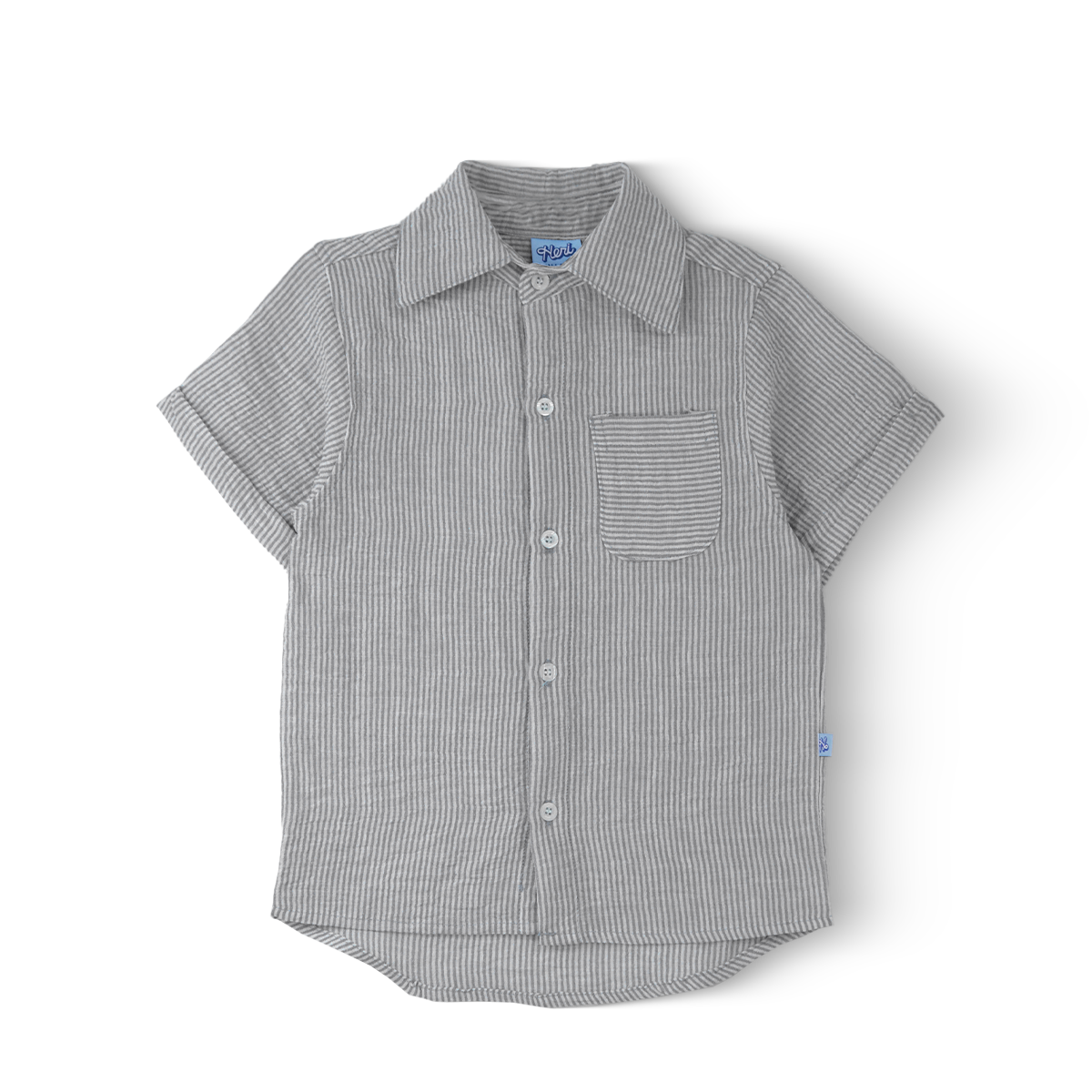 Camisa a rayas de lino con botones Niño Heri CMNN0001