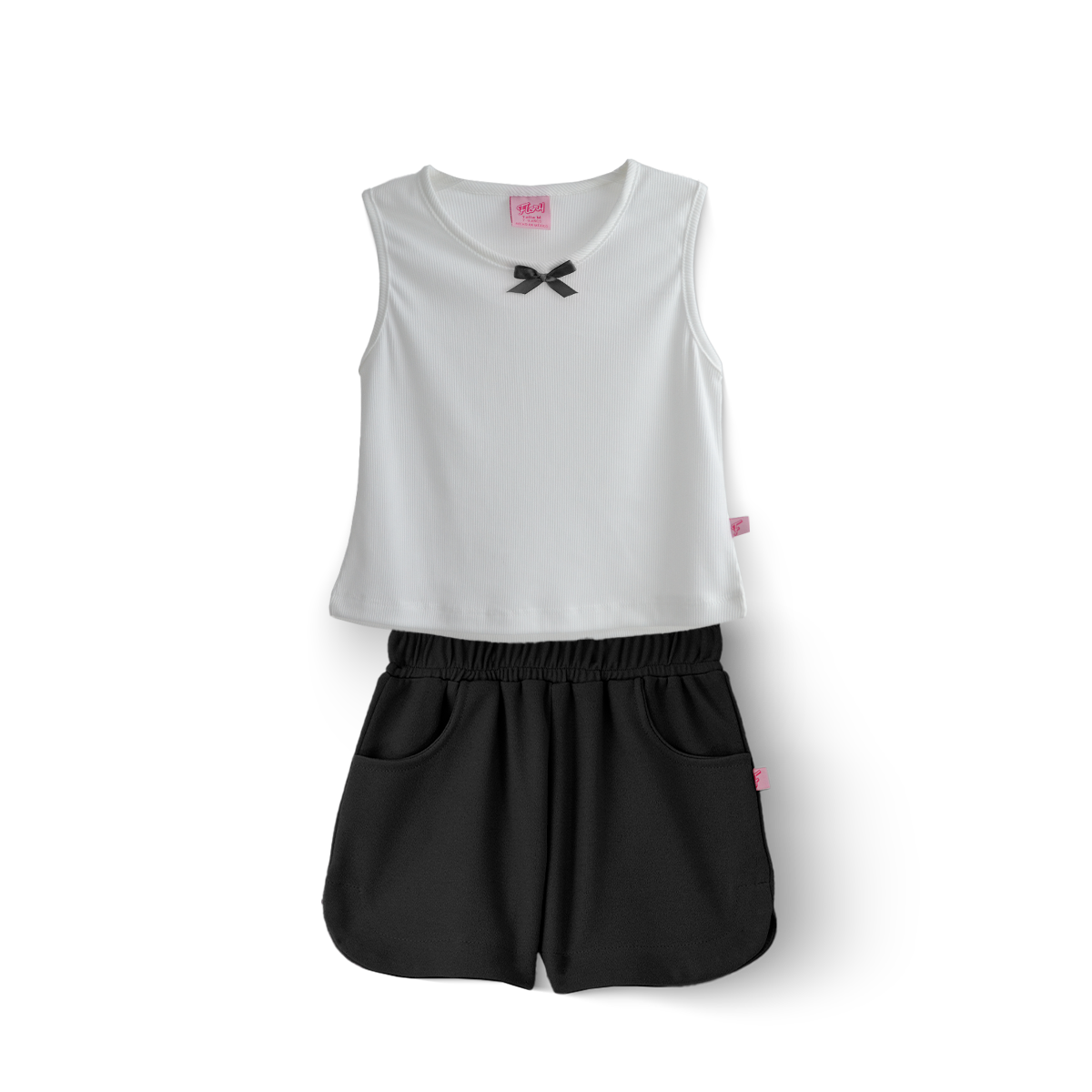 Conjunto de Short con bolsillos y blusa con moño Niña  CONI0037 Flory