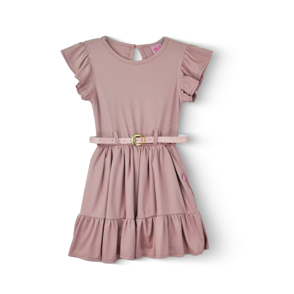 Vestido de olanes  con cinturón niña FLORY VENI0093