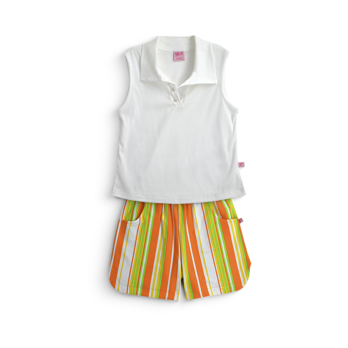 Conjunto de short rayado con blusa • ACAPULCO 1 • tallas 12-14-16  • COJU0006