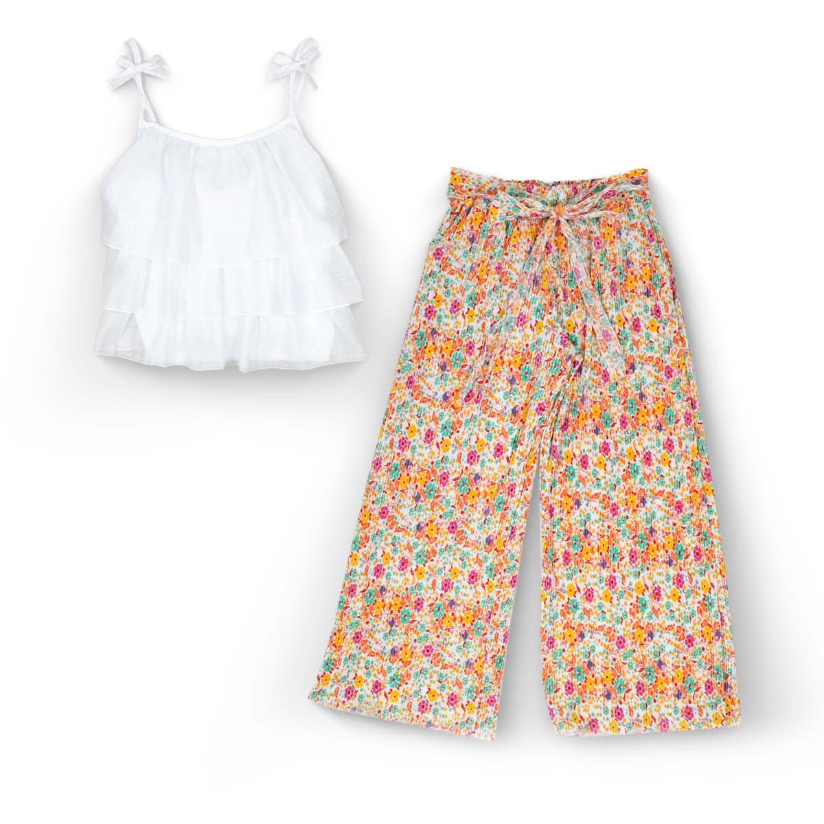 Conjunto blusa pantalón estampado de flores juvenil FLORY COJU0003