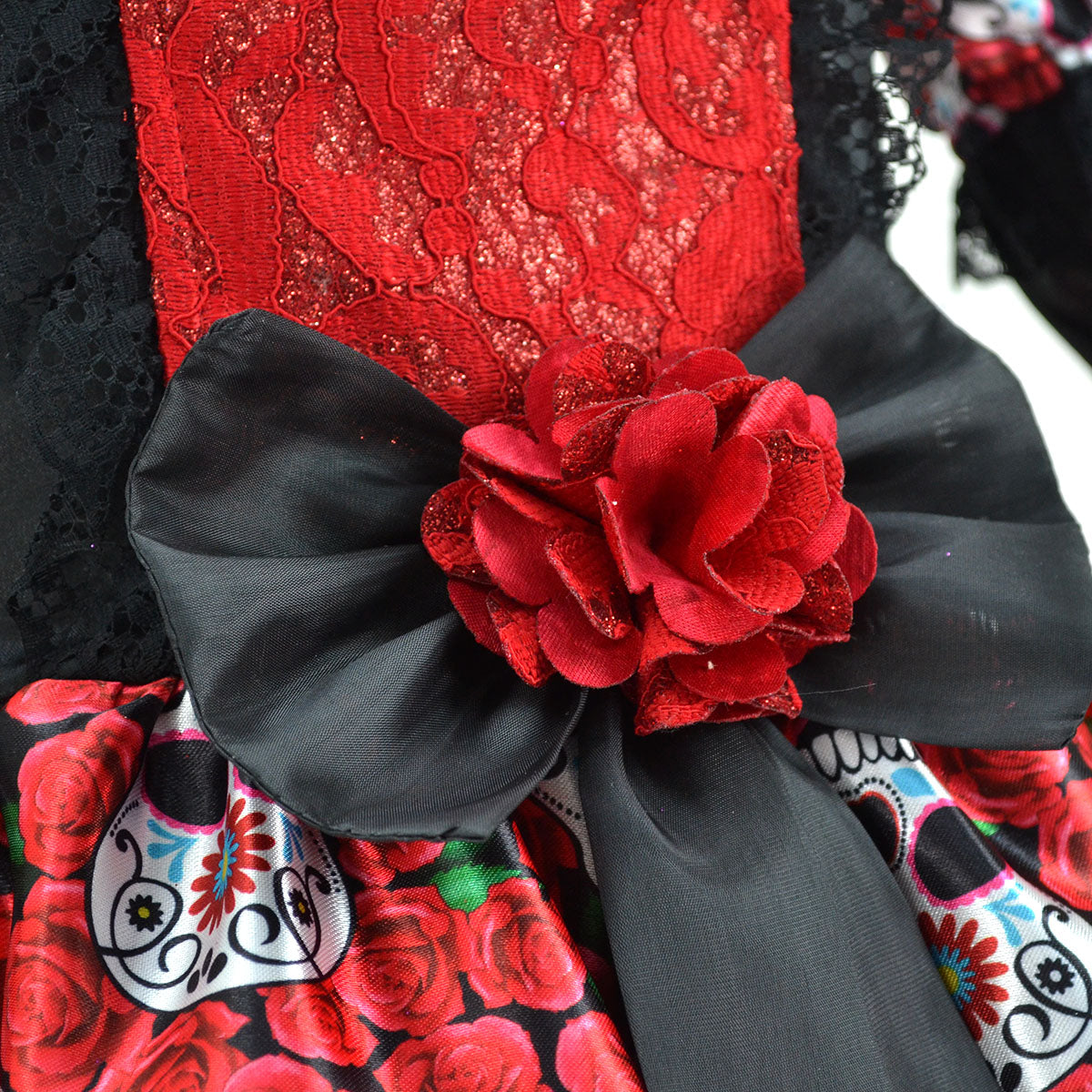 Vestido de Catrina estampado de rosas y corona de flores niña FLORY VENI0138