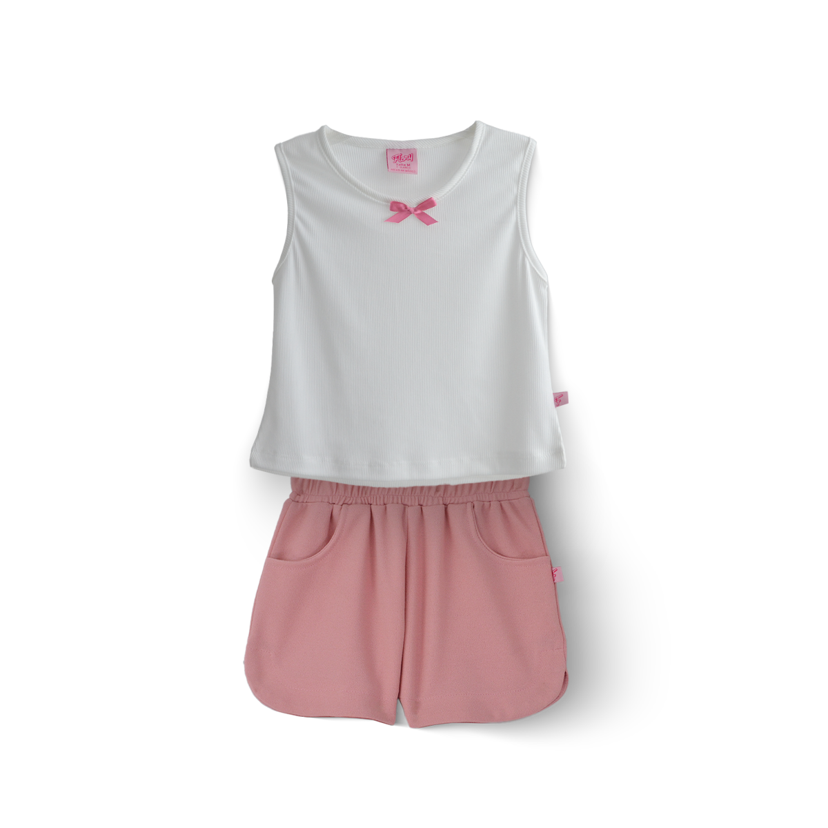 Conjunto de Short con bolsillos y blusa con moño Niña  CONI0037 Flory