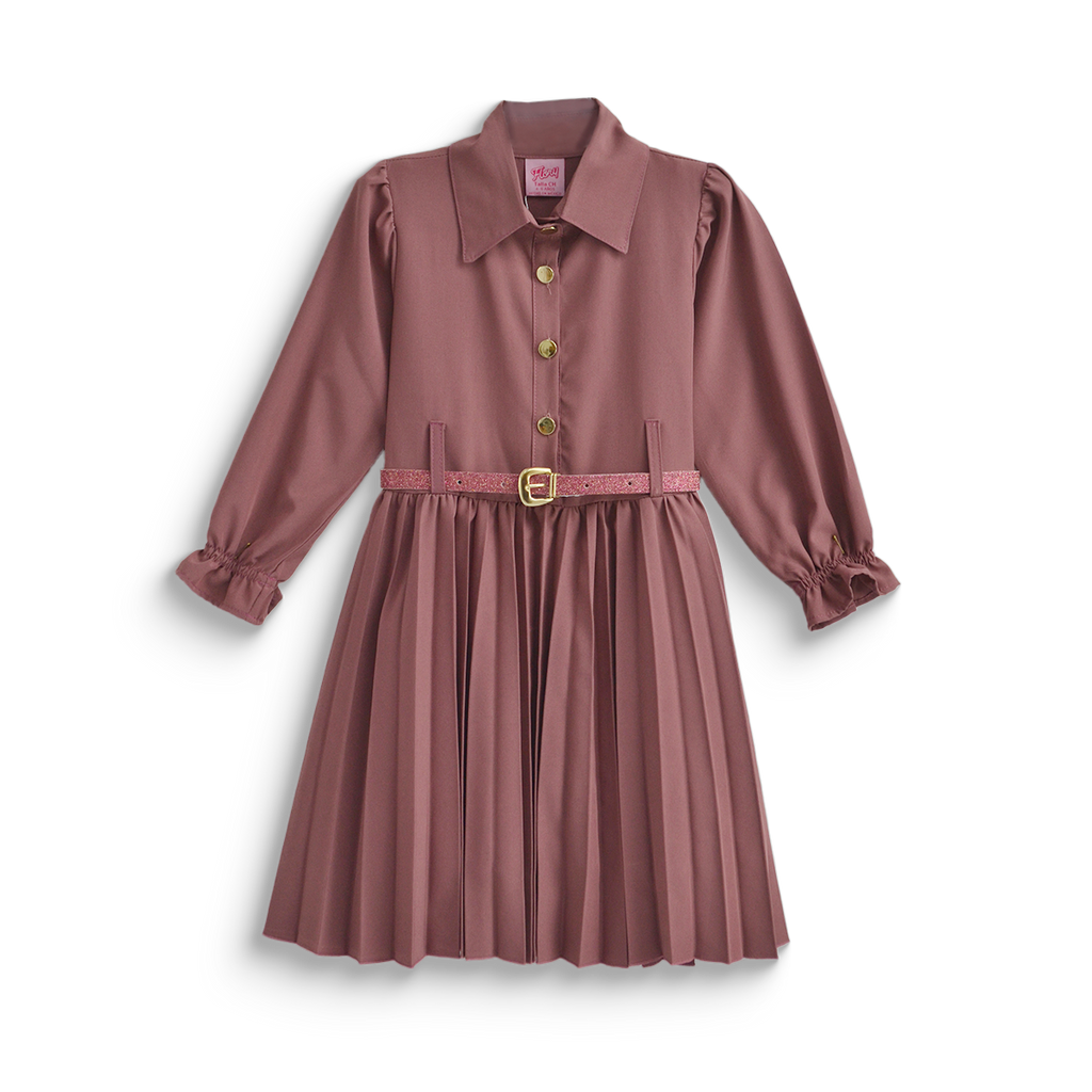 Vestido tableado con cinturón • MILA 11 • tallas ch-m-gr-xg • VENI0117