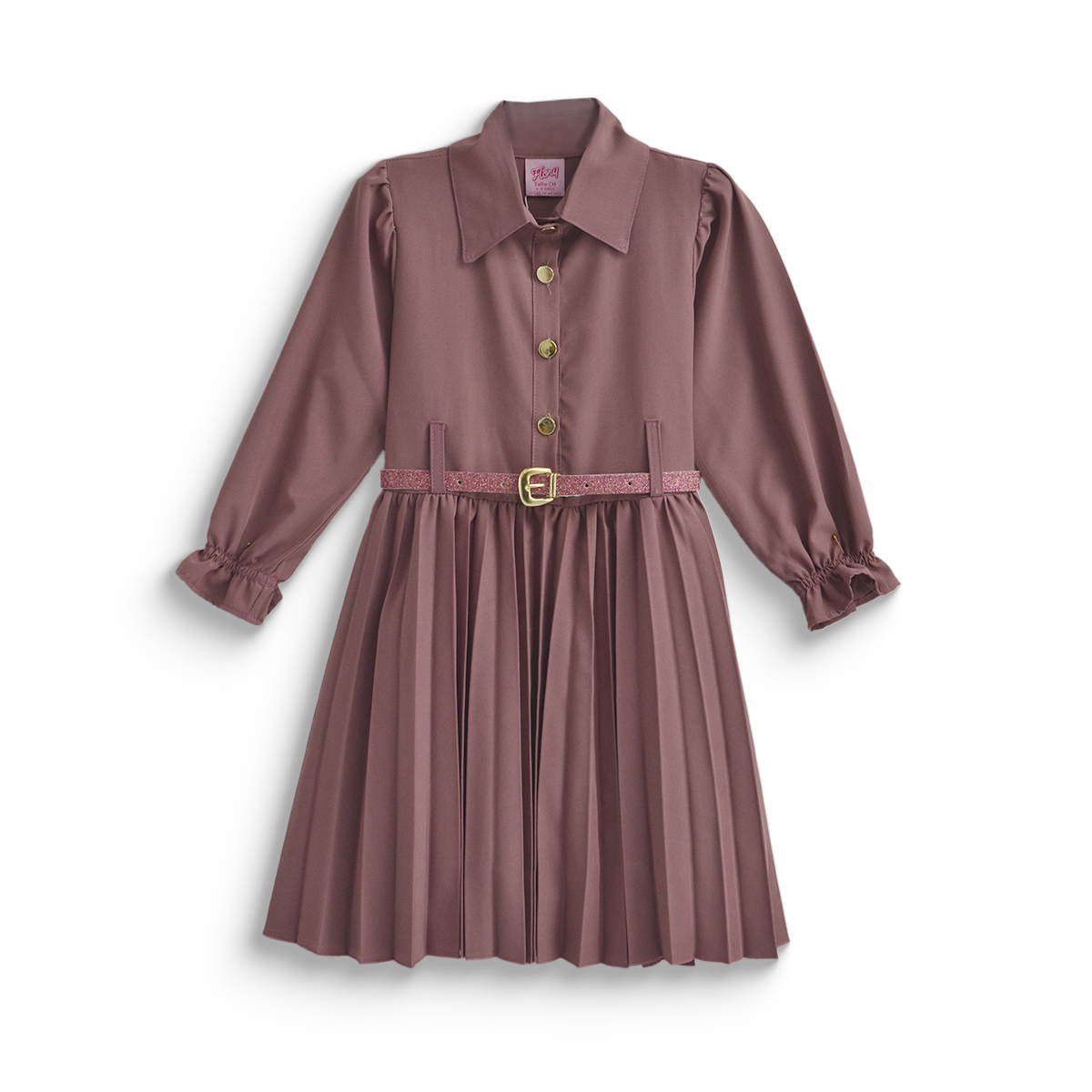 Vestido tableado con cinturón niña FLORY VENI0117