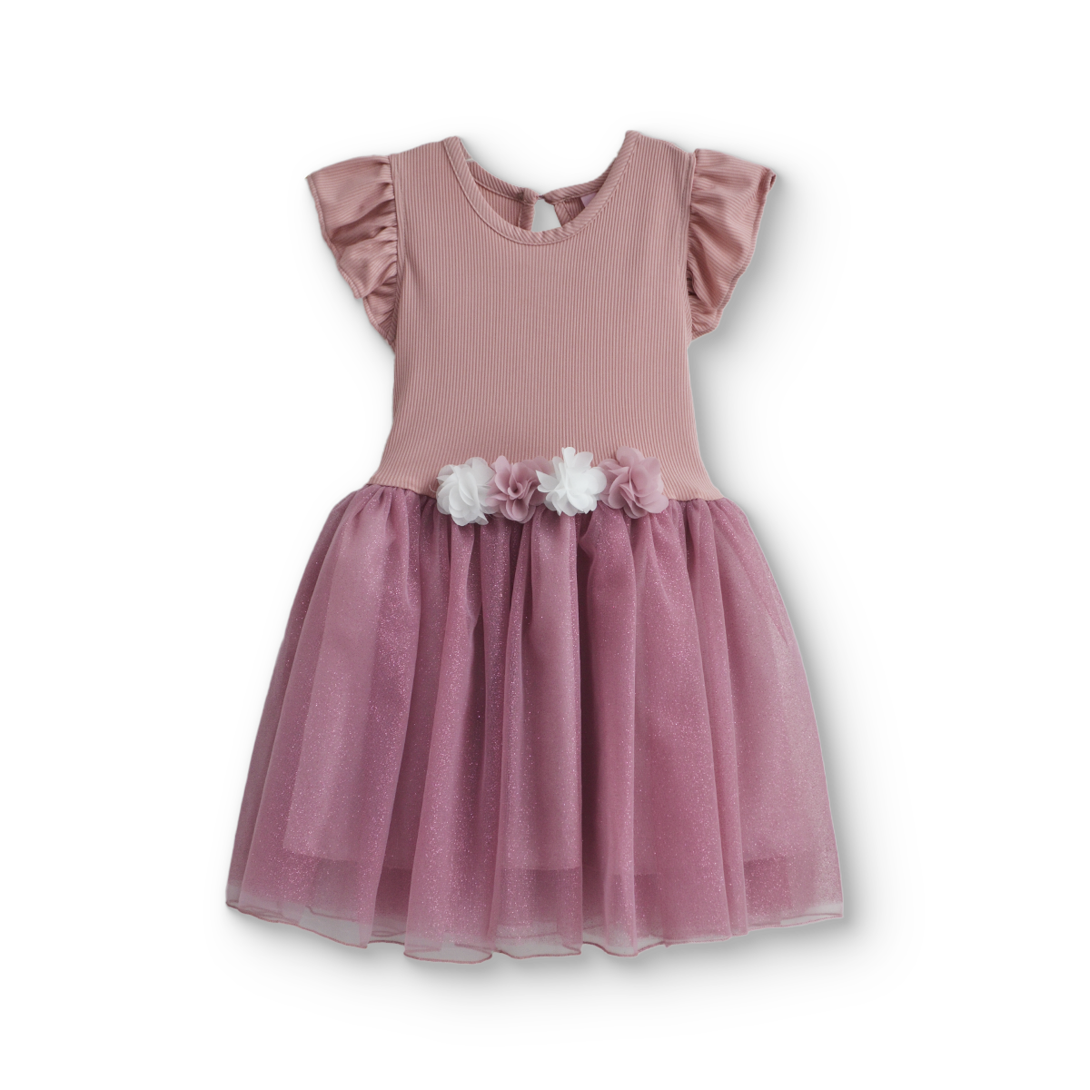 Vestido rib con manga mariposa y falda | VEBB0106 | tallas 1-2-3