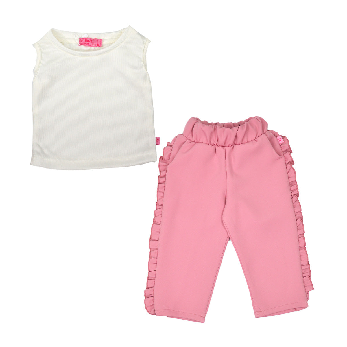 Conjunto blusa con pantalones de olanes bebe FLORY COBB0003