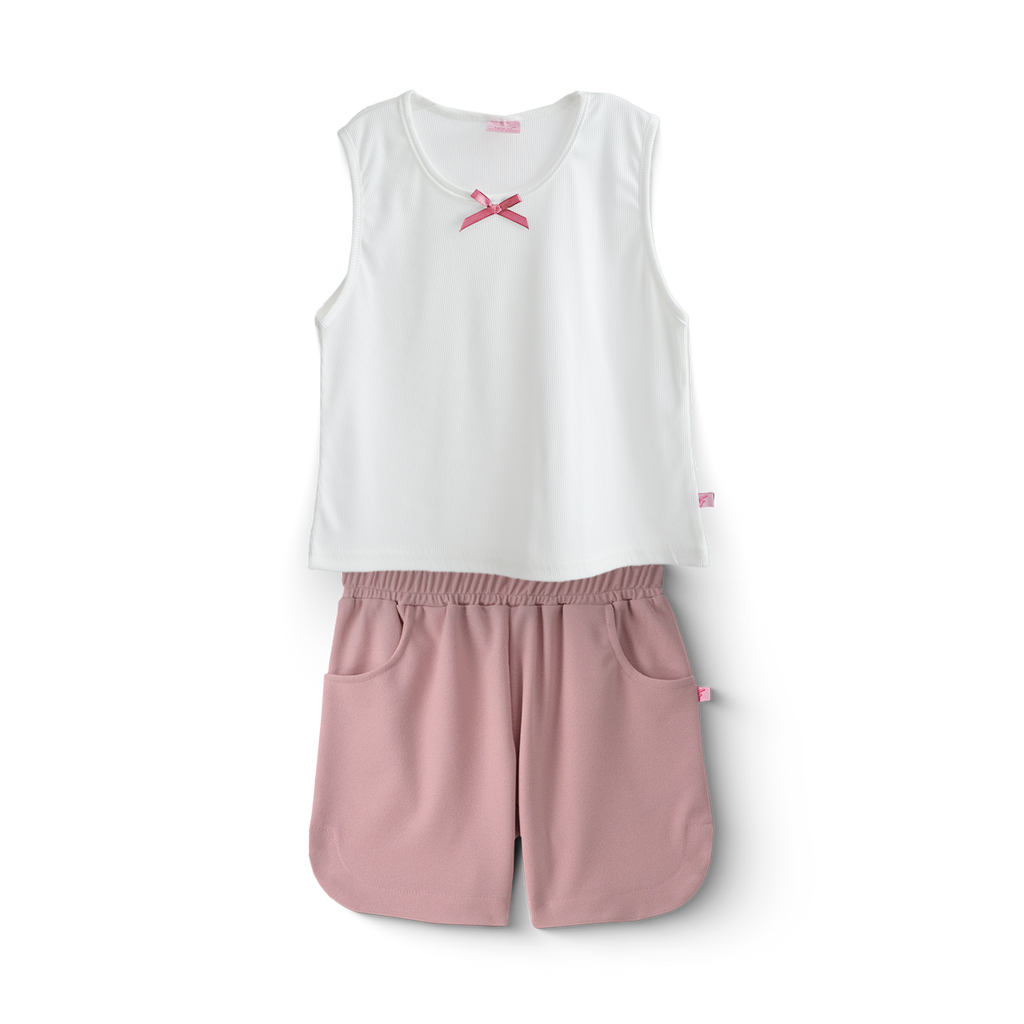 Conjunto Sort Básico con bolsillos y blusa con moño • ARIANA 8 • tallas 12-14-16 • COJU0007