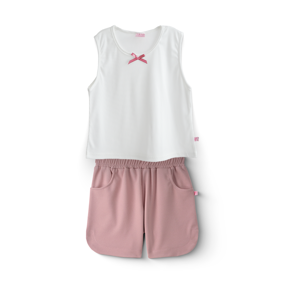 Conjunto Sort Básico con bolsillos y blusa con moño Niña Teen Flory COJU0007
