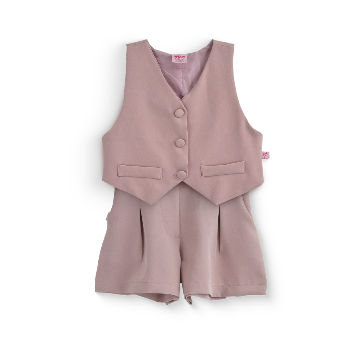 Conjunto con chaleco y botones, con short de cintura elástica| CONI0034 | tallas ch-m-gr