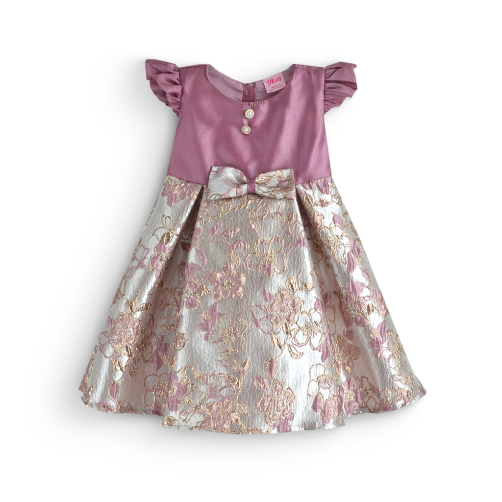 Vestido satinado con jacquard floral  • ROSELIA 2 •  tallas 1-2-3  •  VEBB0147