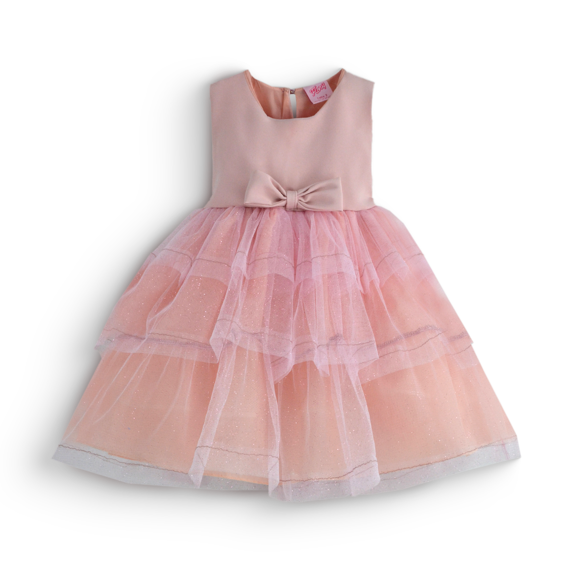 Vestido con falda de tul y moño frontal | VEBB0135 | tallas 1-2-3