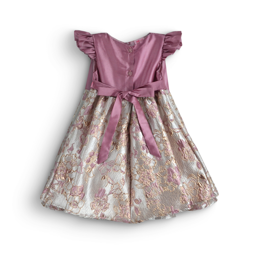 Vestido satinado con jacquard floral  • ROSELIA 2 •  tallas 1-2-3  •  VEBB0147