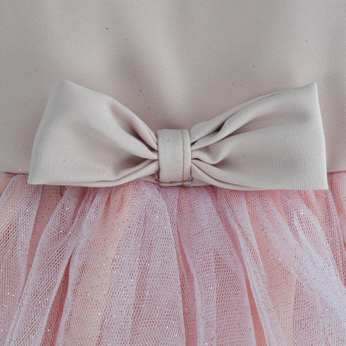 Vestido con falda de tul y moño frontal | VEBB0135 | tallas 1-2-3