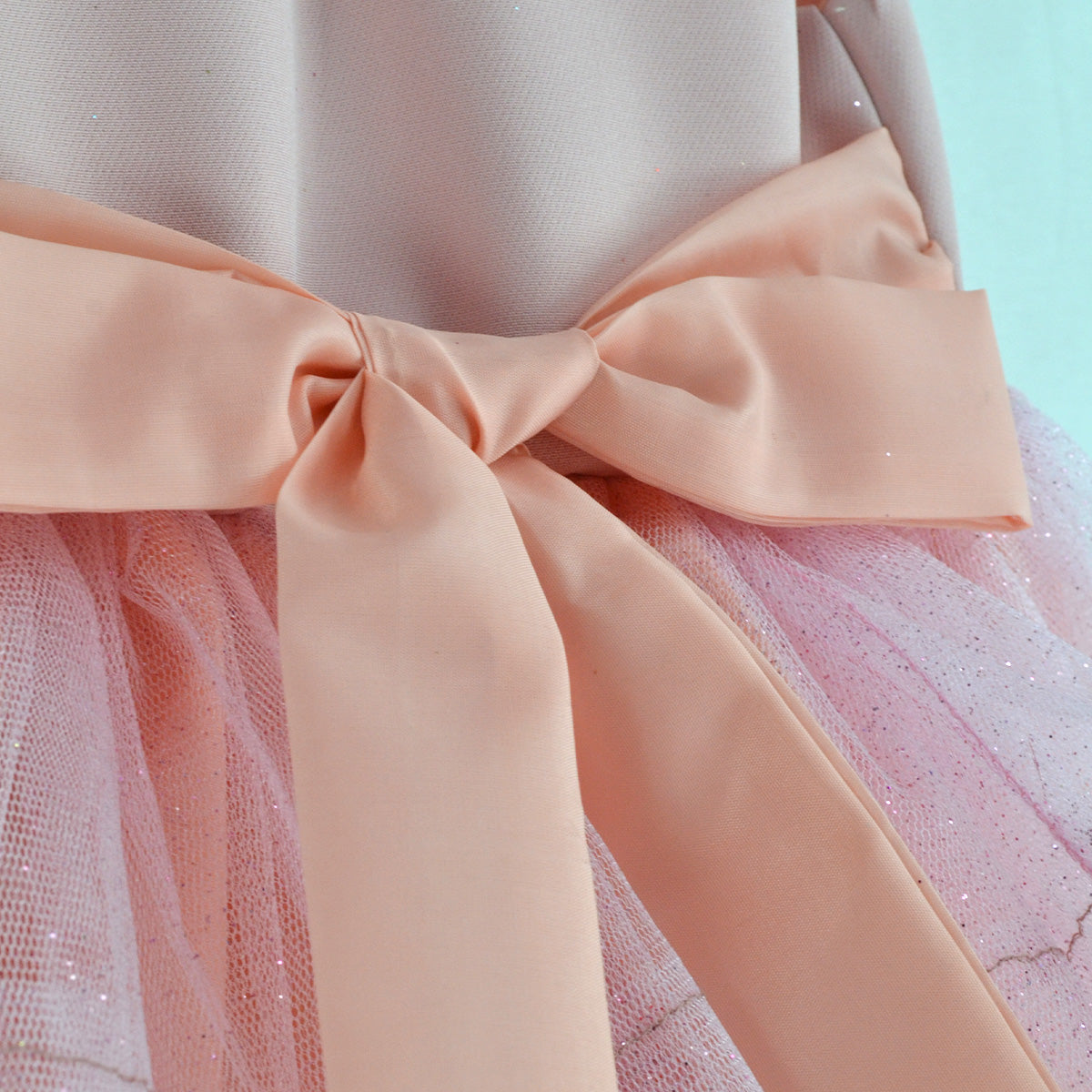 Vestido con falda de tul y moño frontal | VEBB0135 | tallas 1-2-3