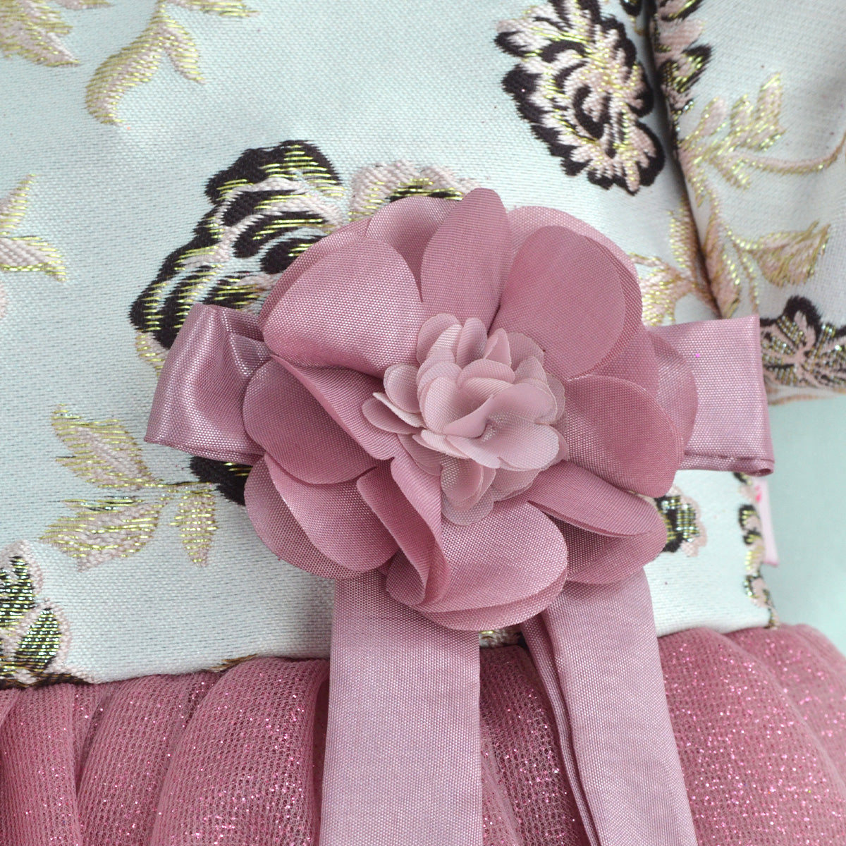 Vestido manga abullonada con Flor | VEBB0139 | tallas 1-2-3