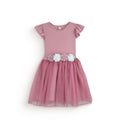 Vestido rib con tul y flores • 4 a 11 años •  Natali 16