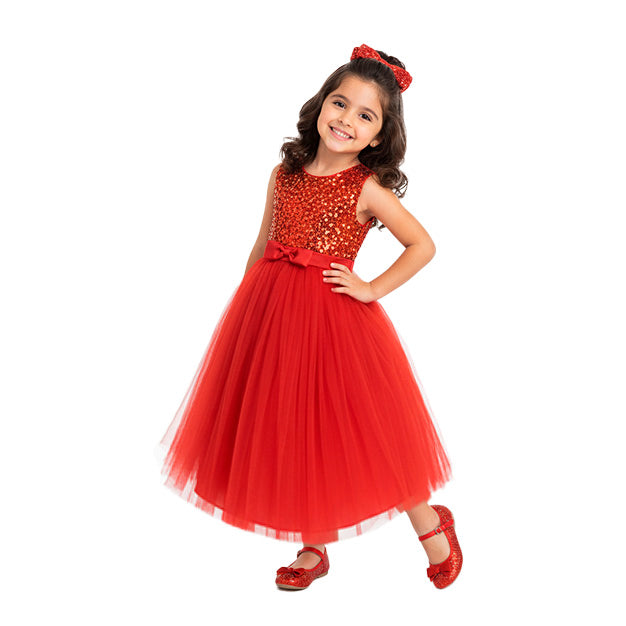 Vestido de lentejuelas largo plisado Niña VENI0187 Flory