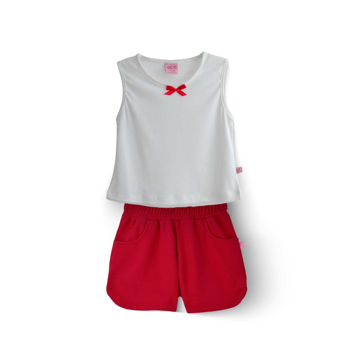 Conjunto de Short con bolsillos y blusa con moño Niña  CONI0037 Flory