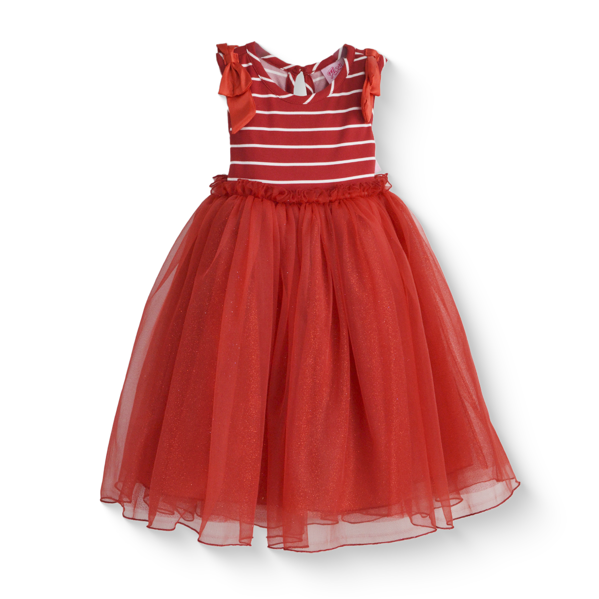 Vestido de fiesta a rayas con falda de tul glitter | VEBB0141B | tallas 1-2-3