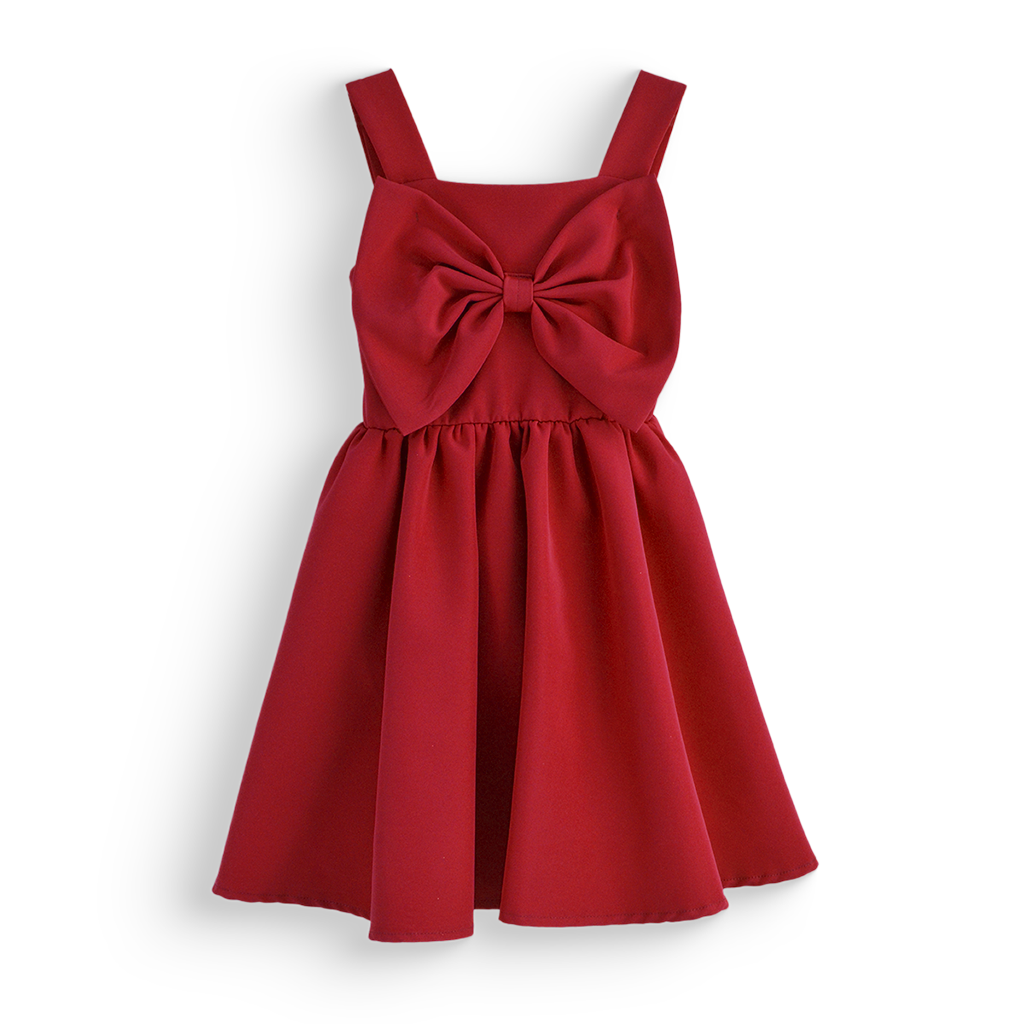 Vestido infantil elegante con falda circular y moño | VENI0152 | tallas ch-m-gr