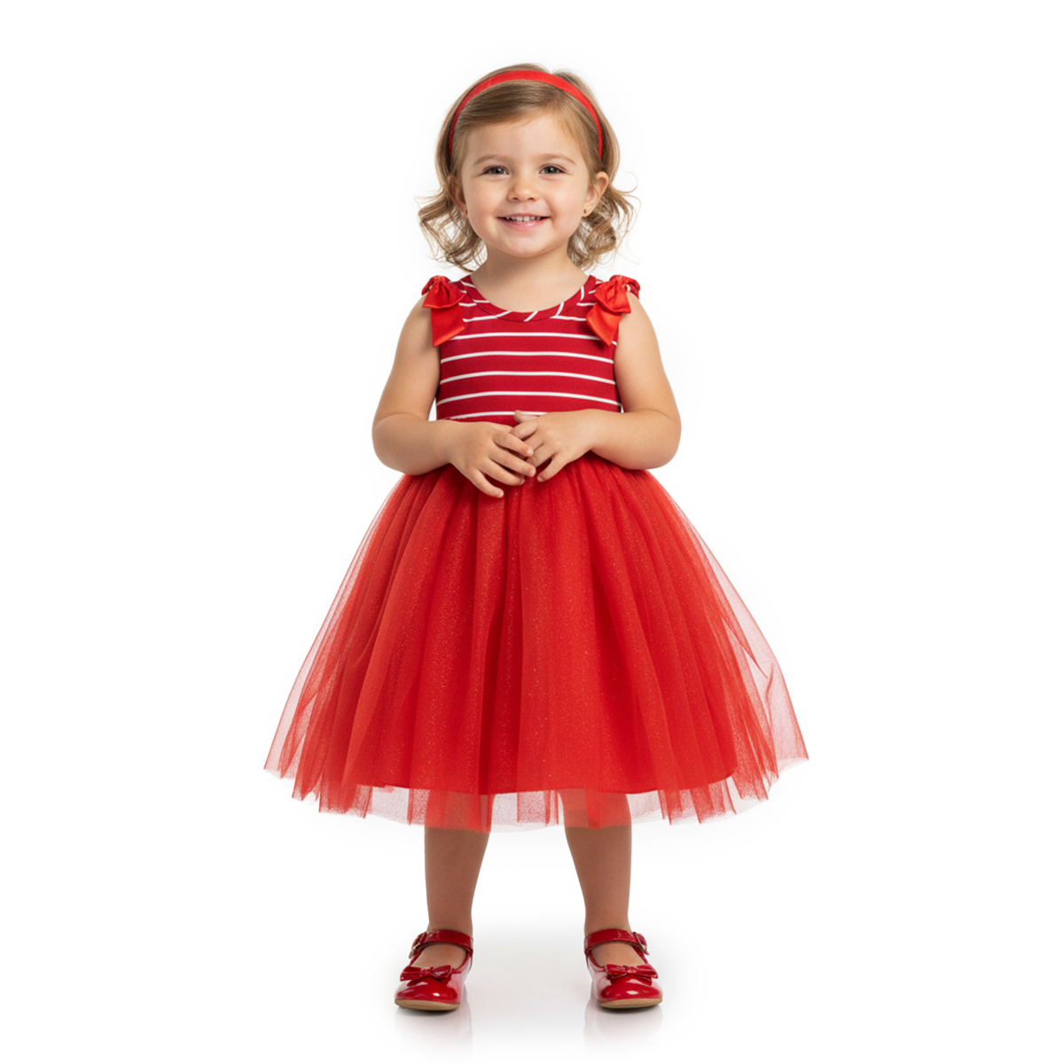 Vestido de fiesta a rayas con falda de tul glitter | VEBB0141B | tallas 1-2-3