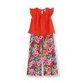 Conjunto de blusa de olanes y pantalón floreado • 4 a 12 años • Ariana 12 E