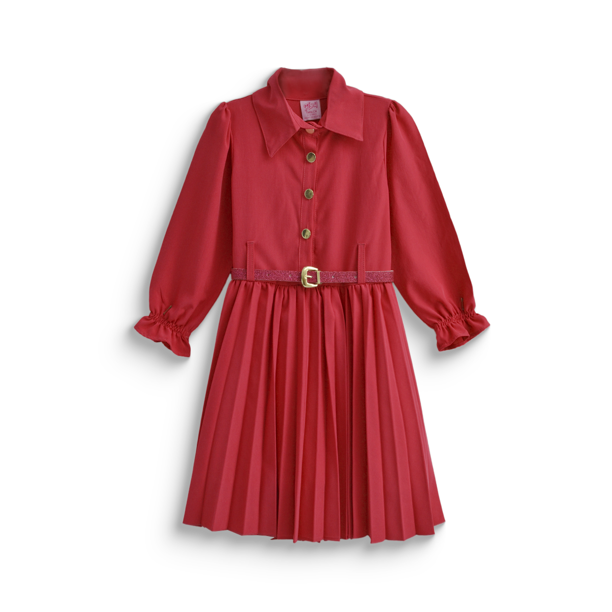 Vestido tableado con cinturón niña FLORY VENI0117