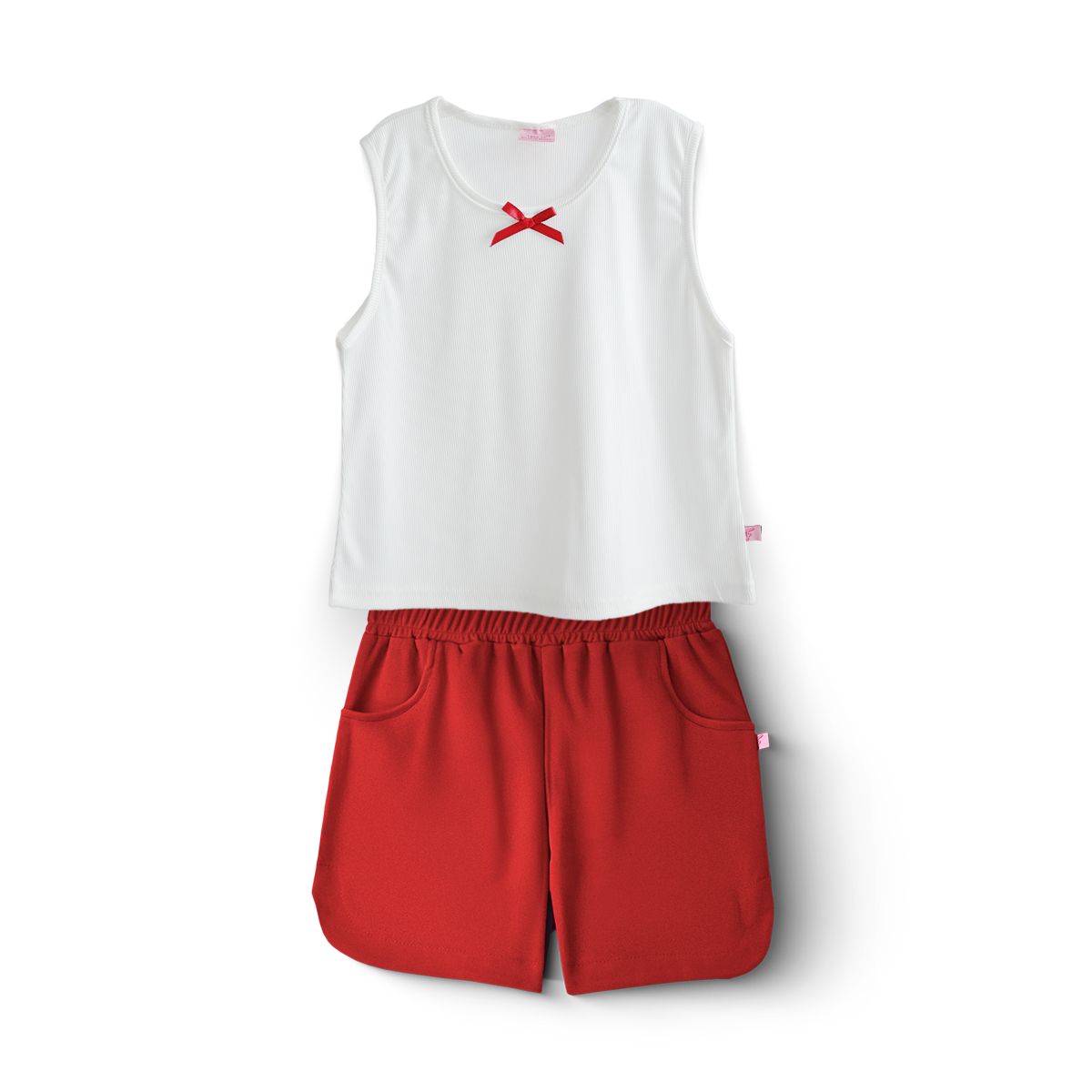 Conjunto Sort Básico con bolsillos y blusa con moño Niña Teen Flory COJU0007