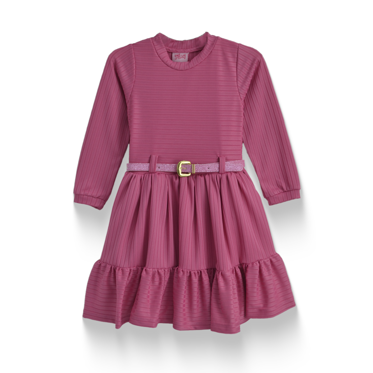 Vestido a rayas con cinturón Bebé Flory VEBB0131