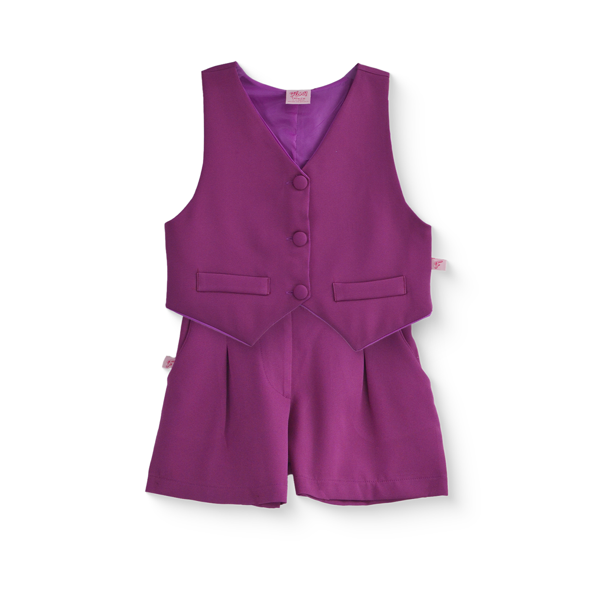 Conjunto con chaleco y botones, con short de cintura elástica| CONI0034 | tallas ch-m-gr