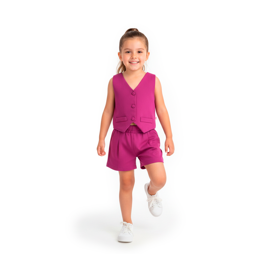 Conjunto de chaleco con botones y short ajustable •  ZARA 1 • tallas ch-m-gr •  CONI0034