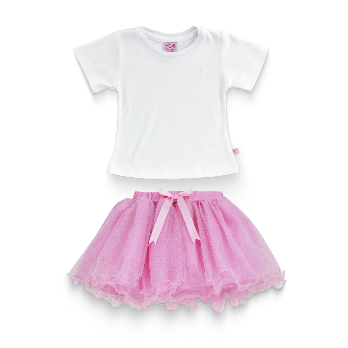 Conjunto falda tutu con playera para niña Flory