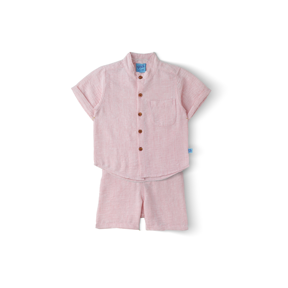 Conjunto de lino de camisa con botones y short niño bebé Heri CONB0004