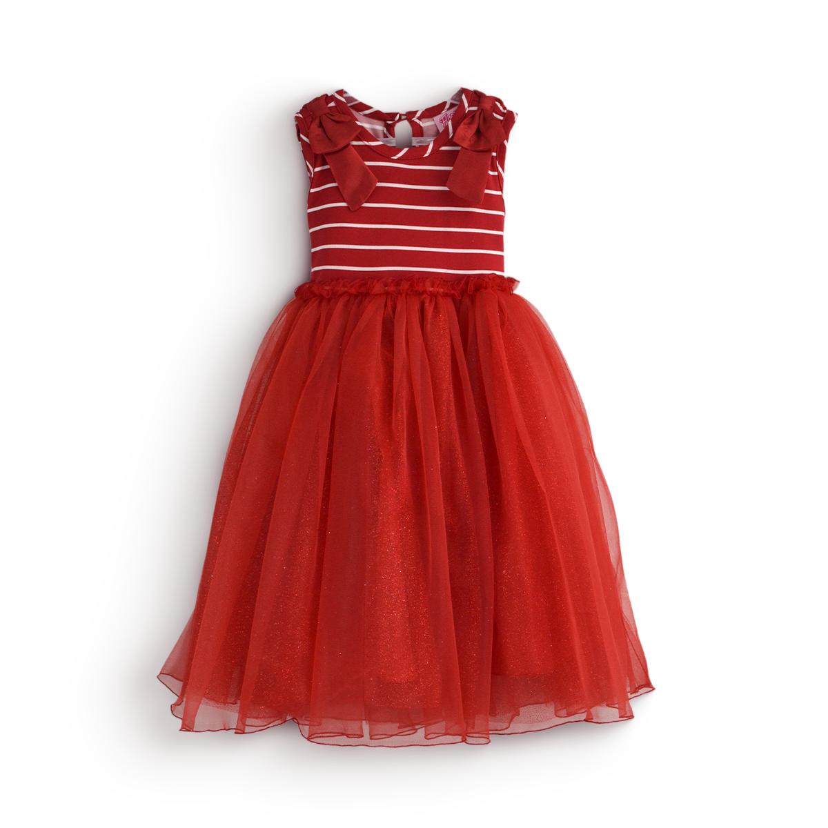 Vestido de fiesta a rayas con falda de tul glitter | VENI0206B | tallas ch-m-g
