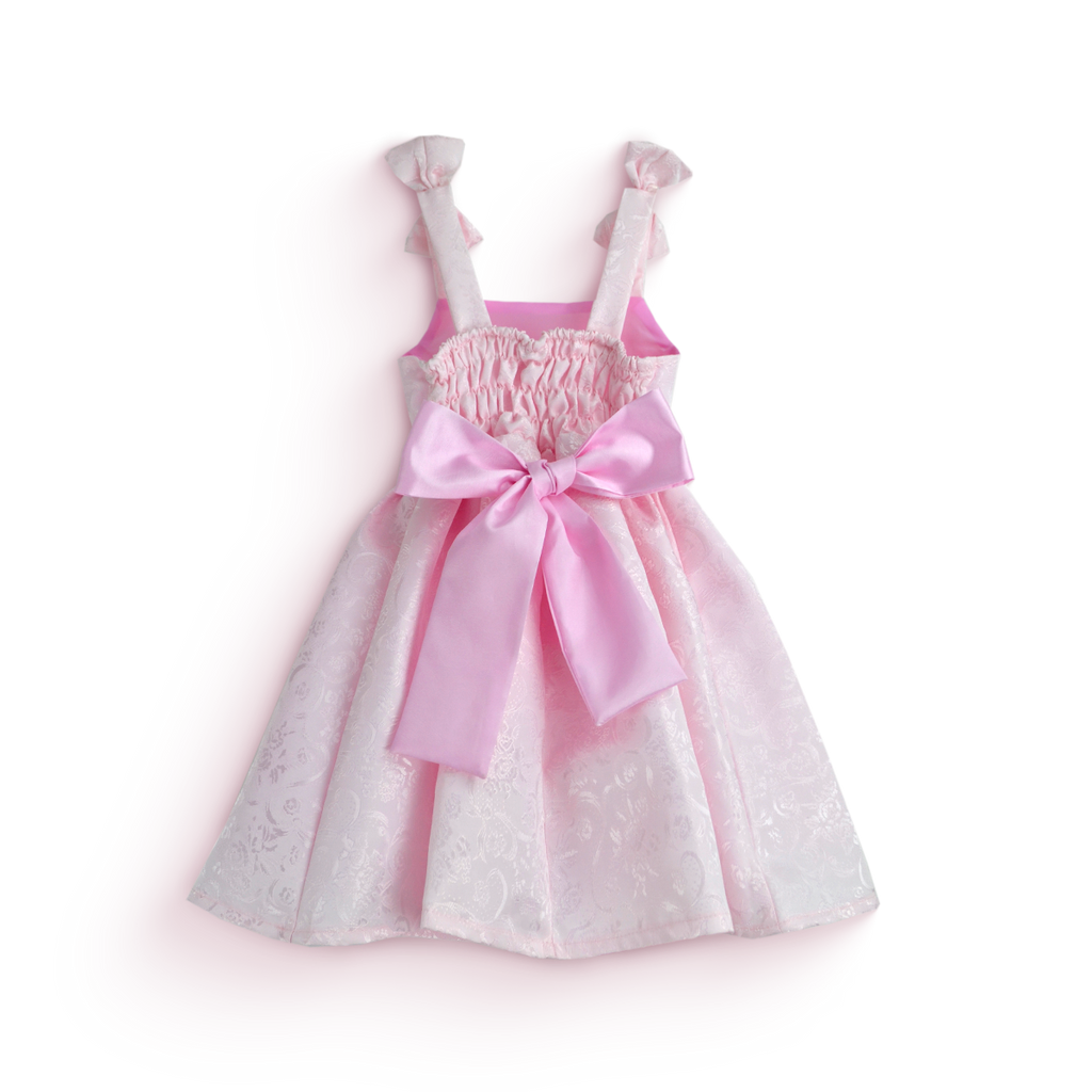 Vestido de satín floredo con moño • ELENA 4 • tallas 1-2-3 • VEBB0154