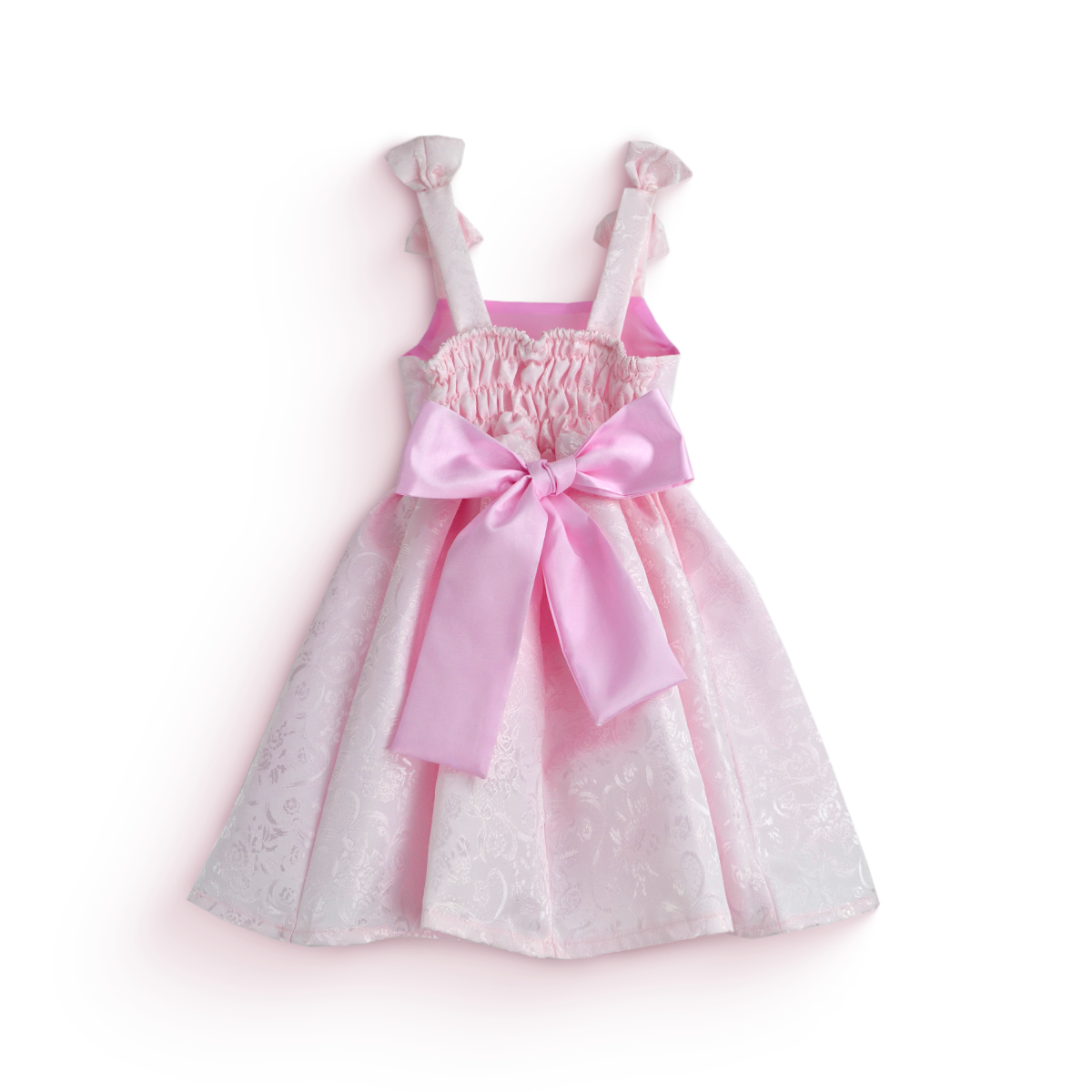 Vestido de satín floredo con moño • ELENA 4 • tallas 1-2-3 • VEBB0154