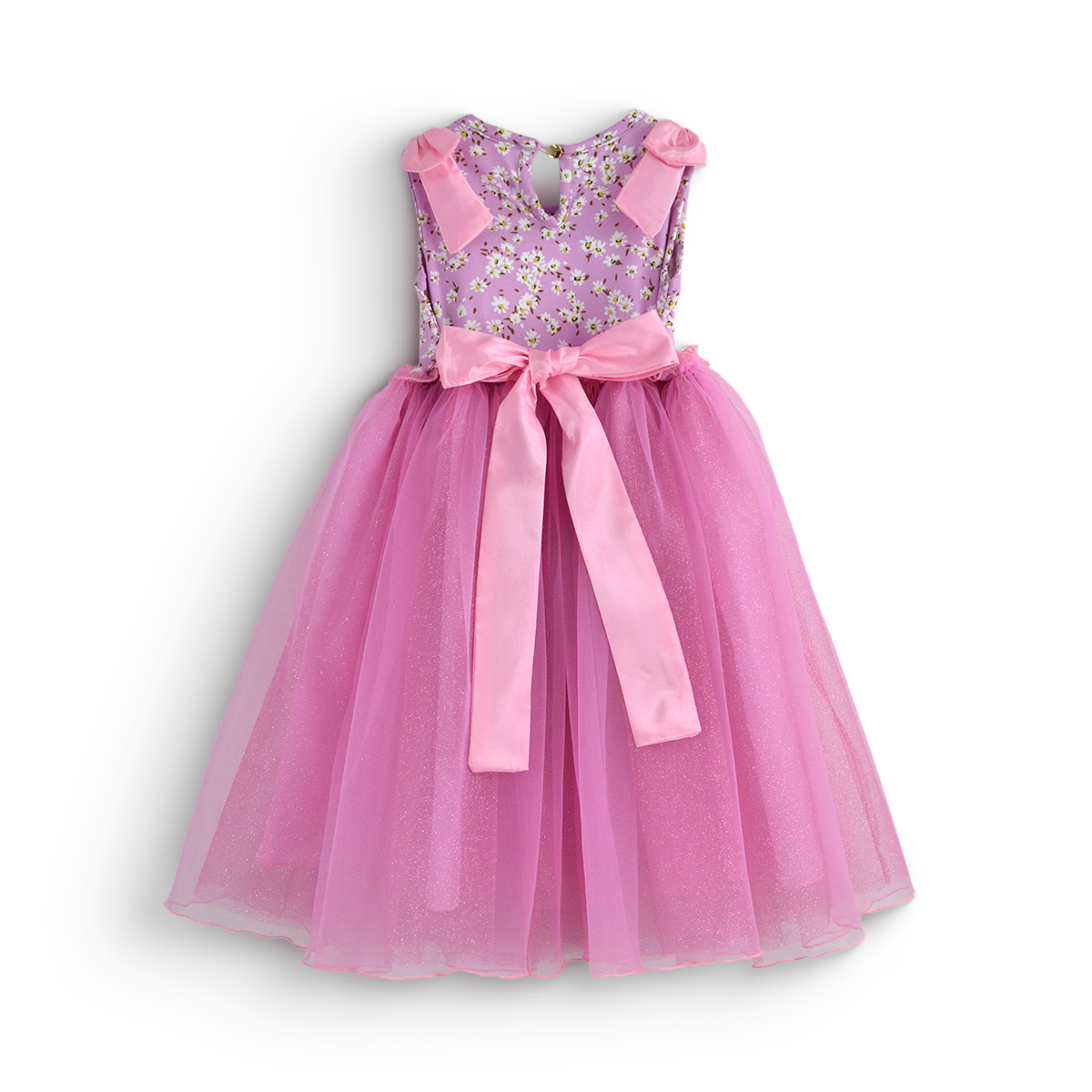 Vestido de fiesta de florecitas con falda de tul glitter | VENI0206A | tallas ch-m-g