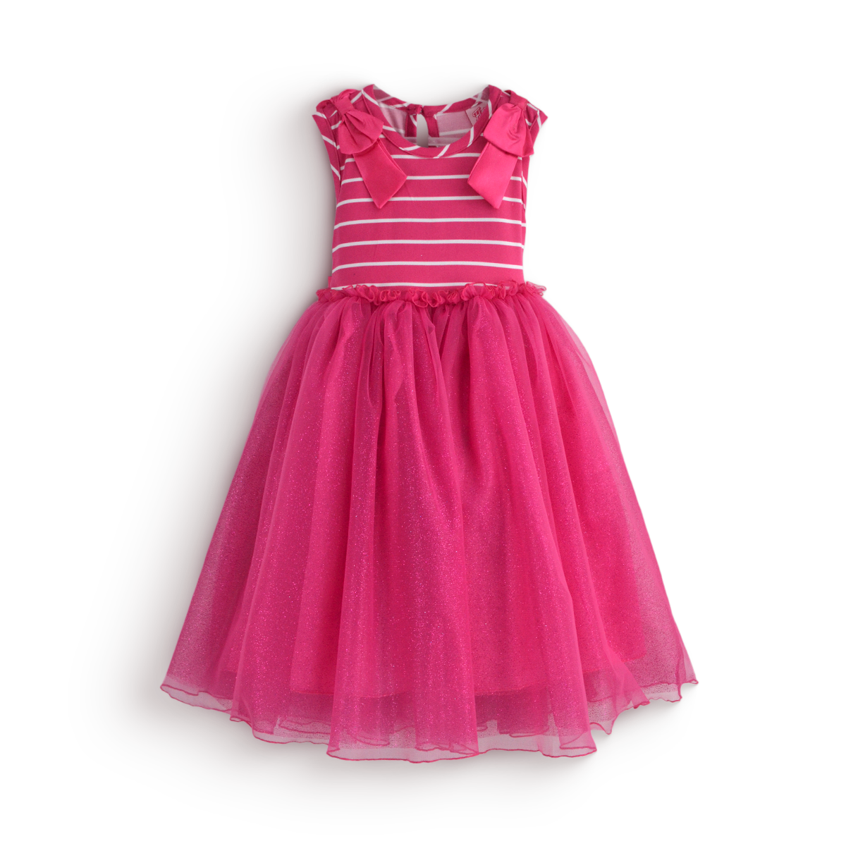 Vestido de fiesta a rayas con falda de tul glitter | VENI0206B | tallas ch-m-g