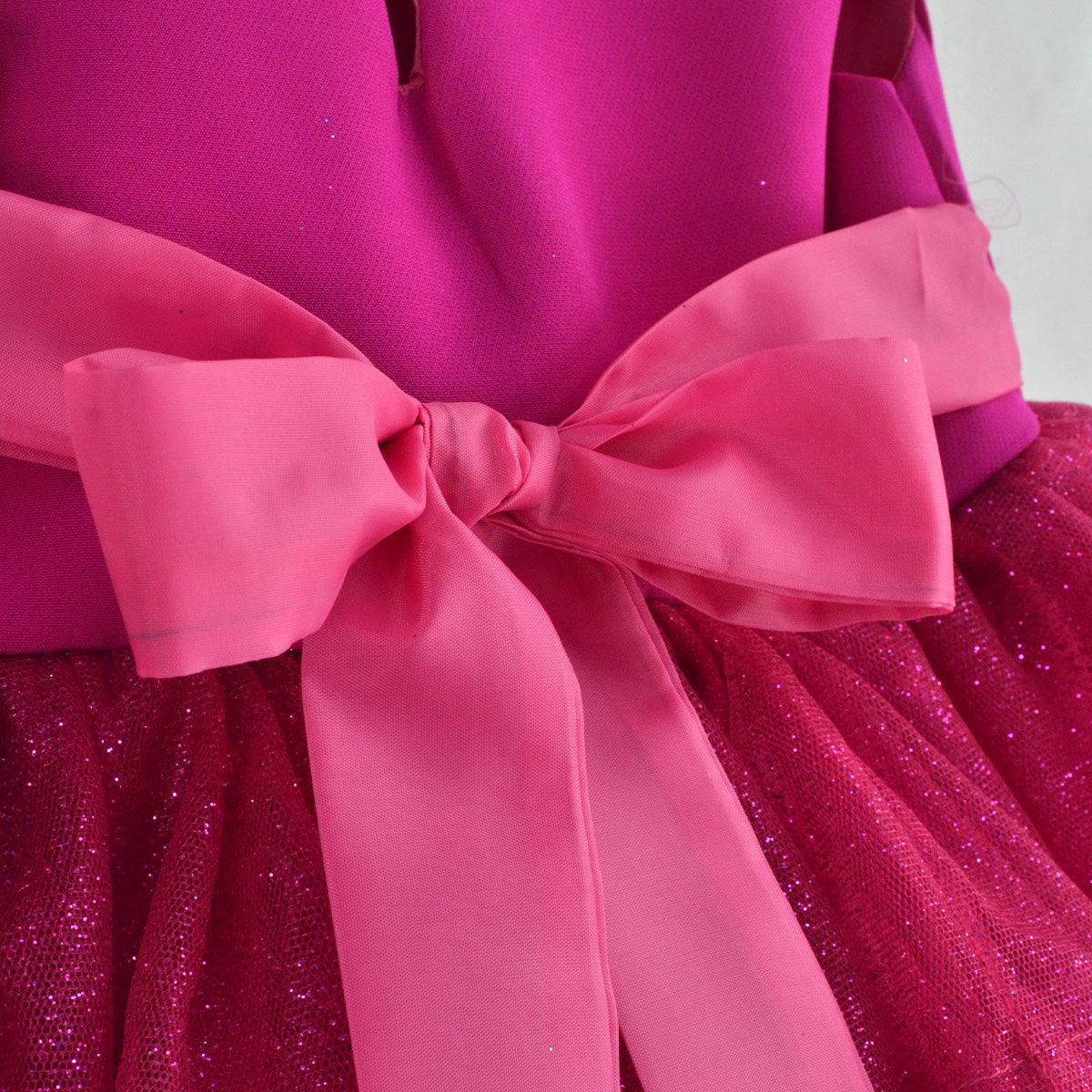 Vestido con falda de tul y moño frontal | VEBB0135 | tallas 1-2-3