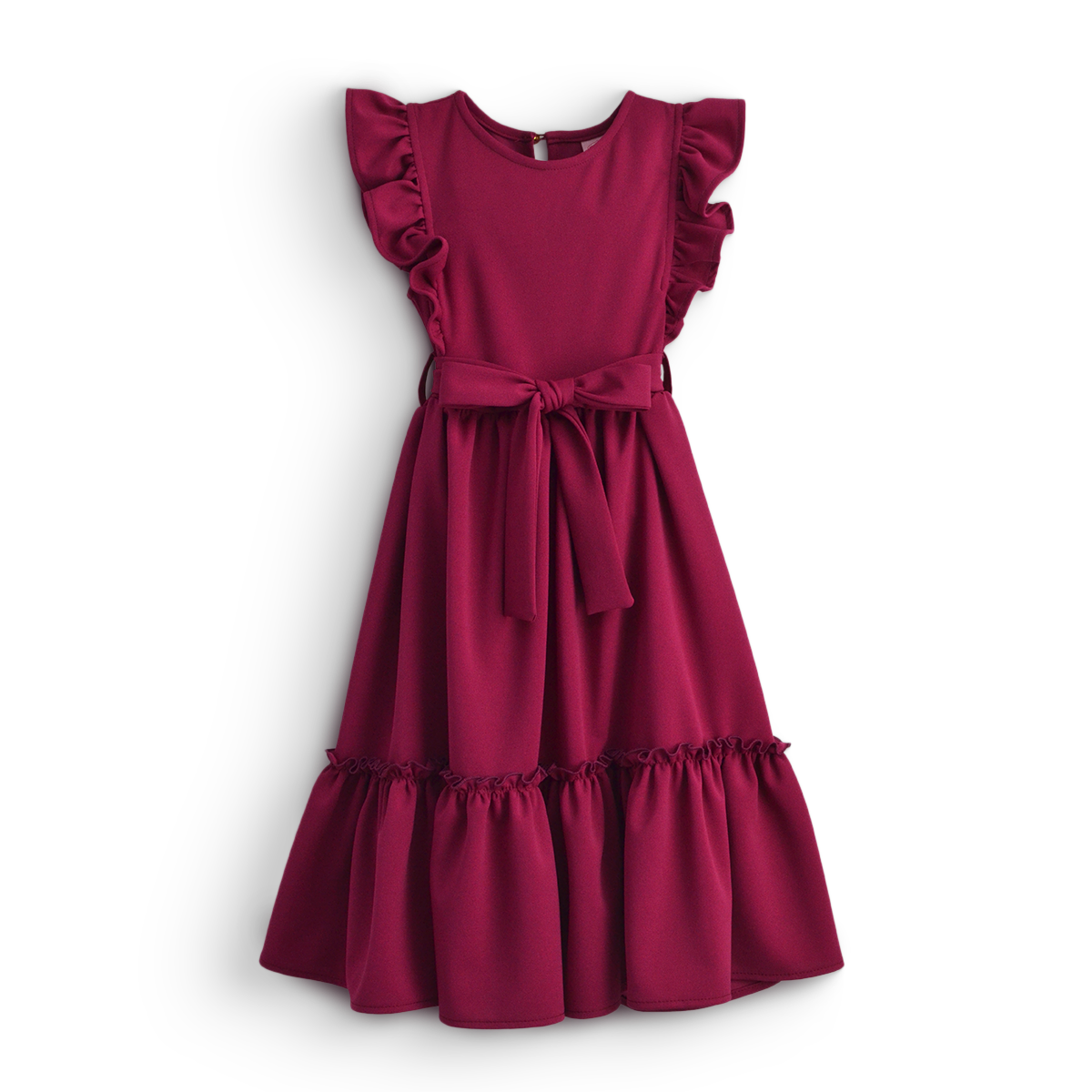 Vestido con olanes y moño en cintura | VENI0204 | tallas ch-m-gr-xg