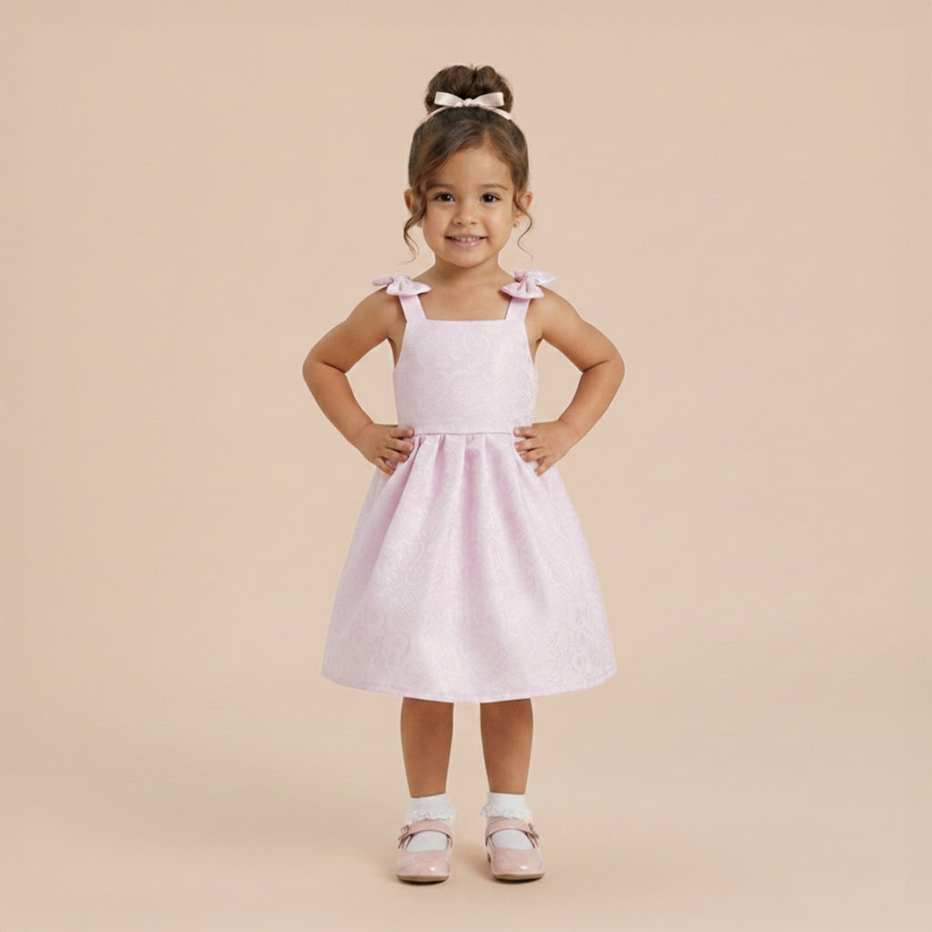 Vestido de satín floredo con moño • ELENA 4 • tallas 1-2-3 • VEBB0154