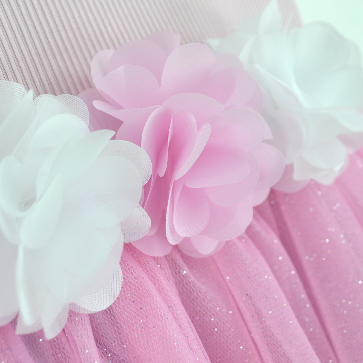 Vestido rib con tul y flores • 4 a 11 años •  Natali 16
