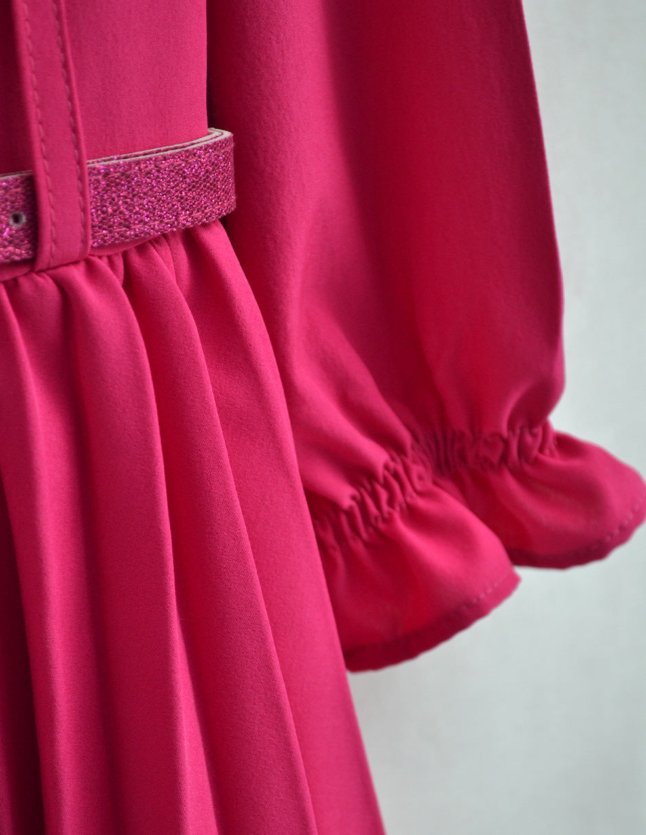 Vestido tableado con cinturón niña FLORY VENI0117 [tallas ch-m-g-xg]