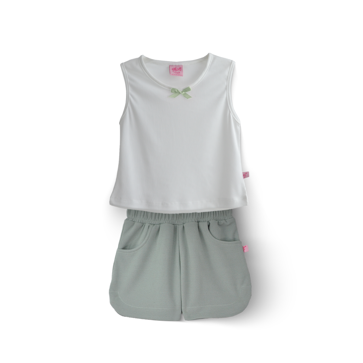 Conjunto de Short con bolsillos y blusa con moño Niña  CONI0037 Flory